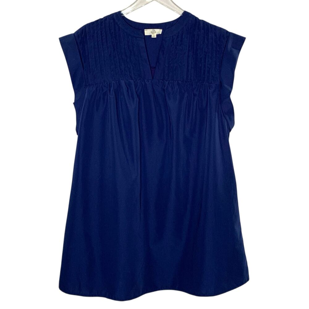 Entro S Womens Navy Pintuck Mini Dress Cap Sleeves A Line Crisp Preppy